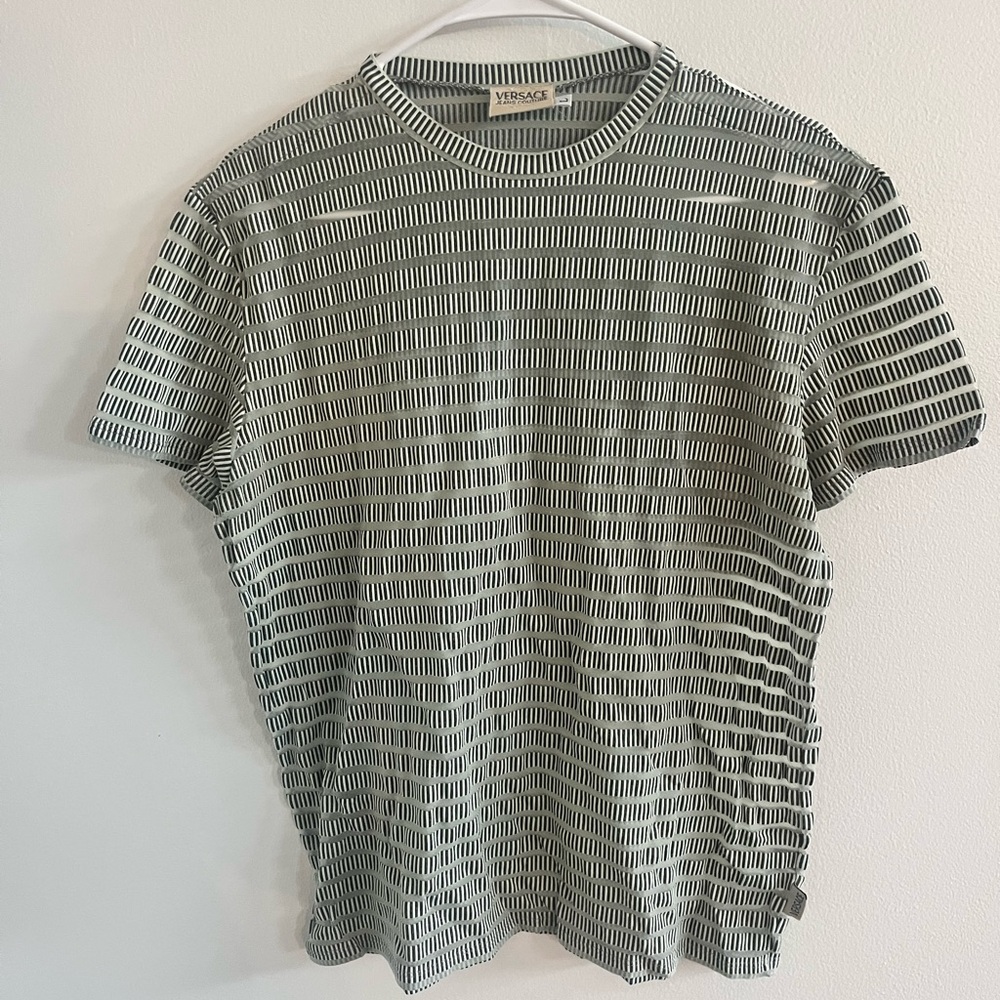 Versace Jeans Couture Gray and White Short Sleeve Illusion Tee